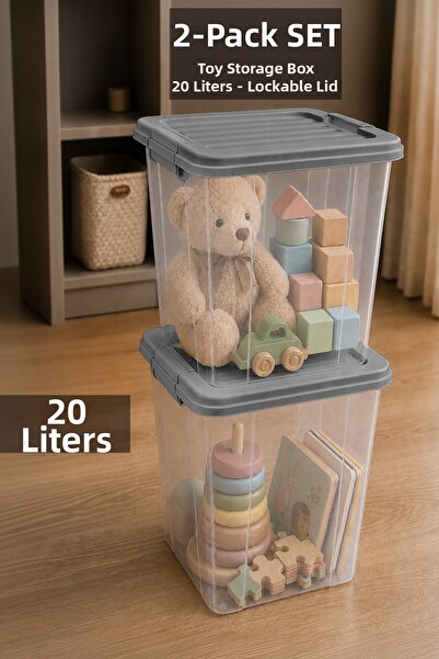 Meleni Baby 2-Piece Deep Toy Organizer - Lockable Storage Box Children's Room...