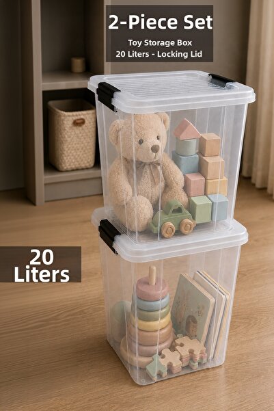 Meleni Baby 2-Piece Deep Toy Organizer - Lockable Storage Box Children's Room...