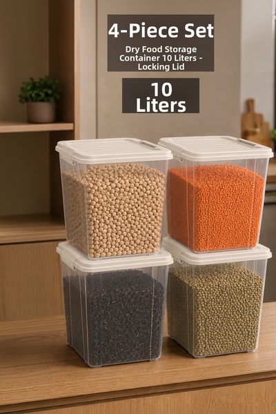 Meleni Home 4-Piece 10Lt Lockable Lid Storage Box - Deep Elora Multi-Purpose ...