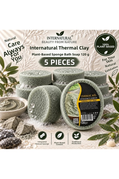 Dermolive Internatural Thermal Clay Sponge Herbal Bath Soap 5-Pack (5 X 120 g)