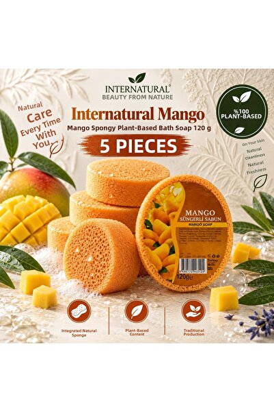 Dermolive Internatural Mango Sponge Herbal Soap 5-Pack (5 X 120 g)