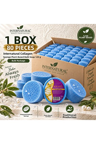 Dermolive Internatural Collagen Sponge Herbal Bath Soap 80-Pack Box (80 X 120 g)