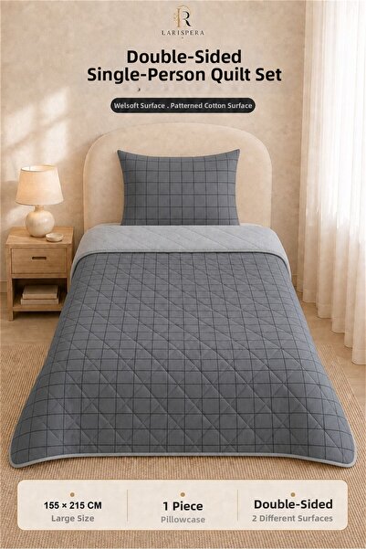 Larispera طقم لحاف فاخر من ويلسوفت مقاس 155 × 215 سم مع غطاء وسادة مقاس 50 × ...