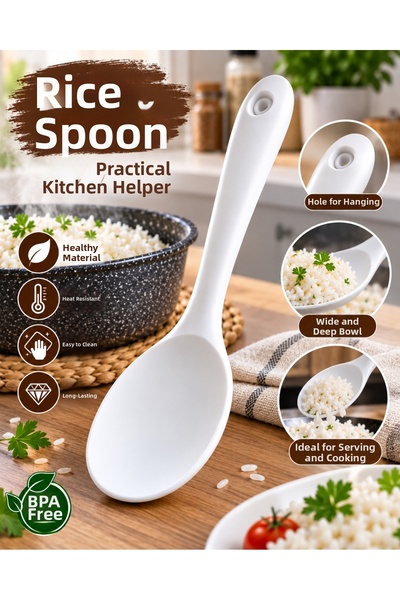 Single 22 cm Pilaf Spoon Ultra Hard Tip Heat Resistant Fireproof Non-Stick Pi...