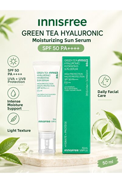 Innisfree Green Tea Hyaluronic Spf 50 Pa++++ 50 ml – Serum That Moisturizes, ...