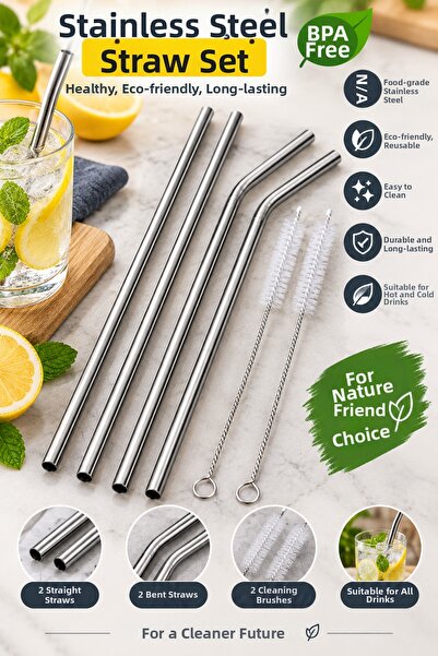 Razmo Stainless Steel Pipette Set of 6: 2 Straight Pipettes, 2 Angled Pipette...