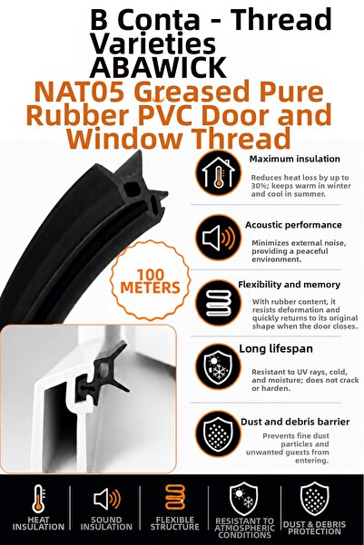 BABAWİCK Nat05 Professional Oil-Resistant Pure Rubber Pvc Door Window Gasket ...