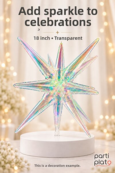 era balon Transparent Polar Star Foil Balloon 18 Inch – Iridescent Birthday, ...