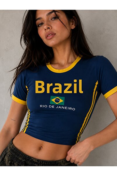 EDVESS Vintage Brazil Printed Crop T-Shirt