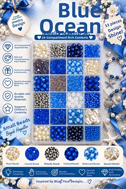 By MO Accessories Σετ Κατασκευής Κοσμημάτων Blue Ocean Blue Beads – Σετ Σχεδι...