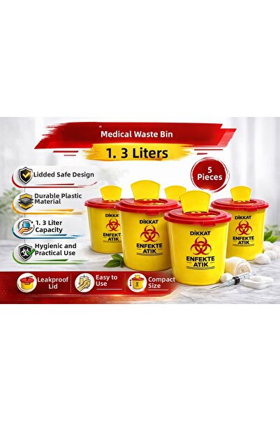 Bezos Găleată pentru deșeuri medicale 1,3 litri 5 bucăți Cutie pentru deșeuri...