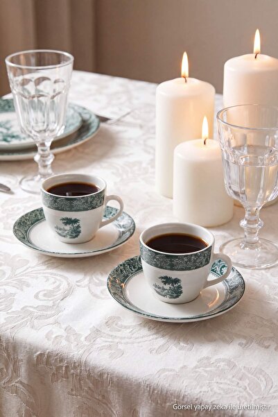 TRENDYOLMİLLA HOME Σετ 2 φλιτζανιών καφέ με vintage σχέδια TPHAW27KFC00008