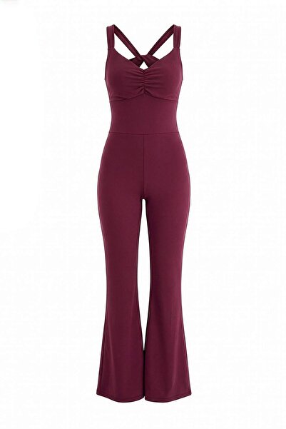 Trendyol Kollektion Pflaume, 78 % Polyester, 22 % Elastan, einfarbiger, gebür...