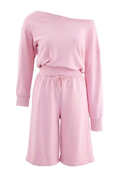 Trendyol Collection طقم سفلي وعلوي محبوك باللون الوردي TWOAW27AU00156