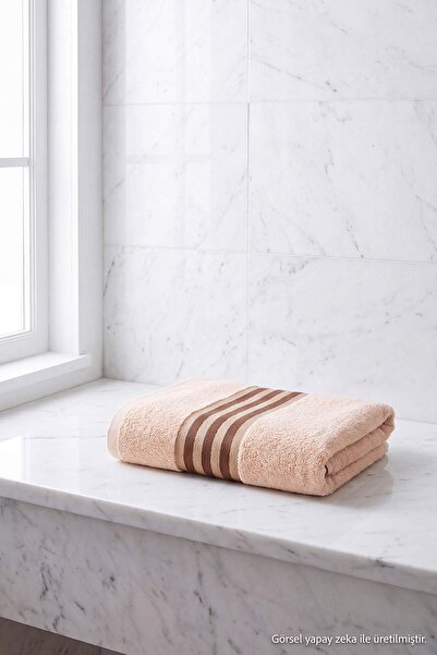 TRENDYOLMİLLA HOME 100% Baumwolle gestreiftes Jacquard-Gesichtshandtuch 50x90...