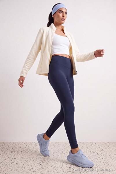 Trendyol Collection Colanți sport tricotați din țesătură antracit, călduroși,...
