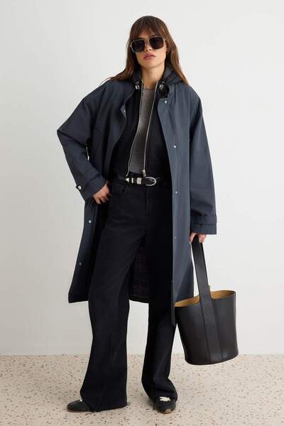 Trendyol Collection Navy Blue Oversize Trench Coat Twoaw27Tr00029