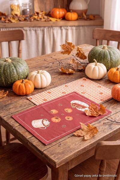 TRENDYOLMİLLA HOME 2er-Pack bedruckte Küchentücher mit Herbstmotiv, 35 x 55 c...