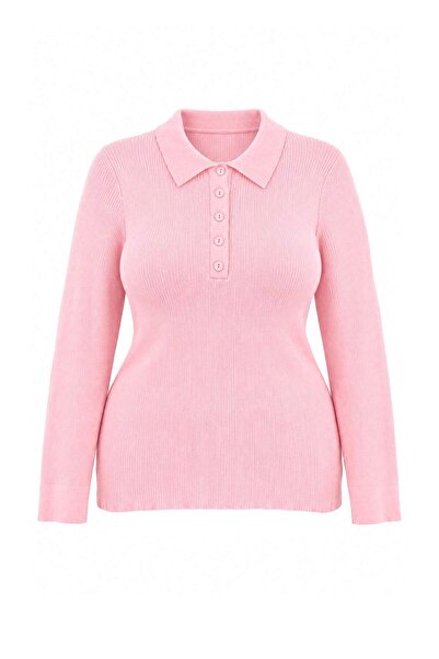 Trendyol Curve Wardrobe Essentials Pink Premium Yarn/Special Yarn Knitwear Sw...