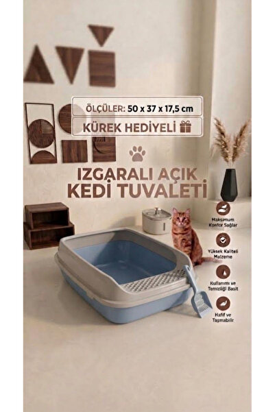 Orgakitty Izgaralı Açık Kedi Tuvaleti ve Kürek Seti 50cm x 37cm x 17,5cm H