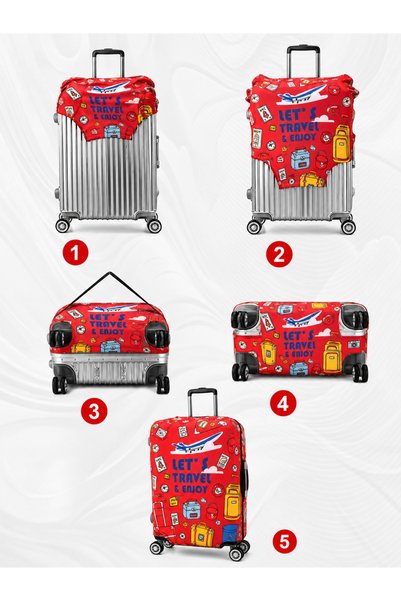 MEDBRIGHT Suitcase Cover Suitcase Cover Stretch Fabric Flexible Fabric and Durable Suitcase Cover Red Vk-14