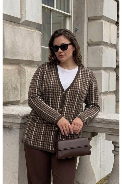 onno style women سترة تريكو كلاسيكية ملونة بنمط جلد الغزال
