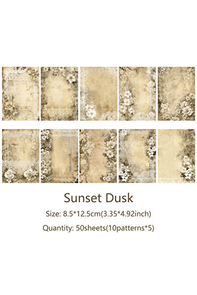 Choice Sunset Dusk 50 Sheets Vintage Flower Non-sticky Scrapbook Paper DIY Ar...