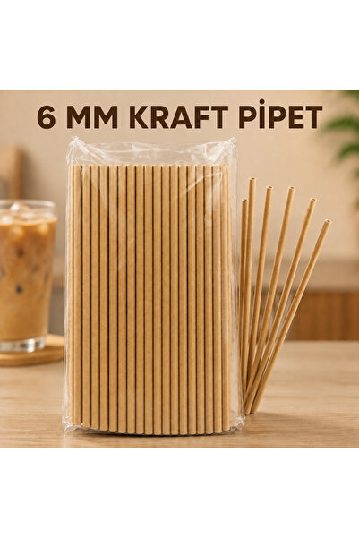 AKSOY AMBALAJ 6mm Kraft Kağıt Pipet 100 Lü