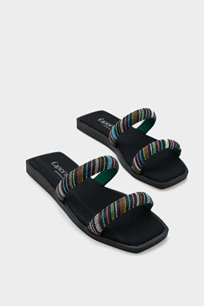 Capone Outfitters Dámské pantofle Kora s plochým podpatkem, s kamínky a páskem