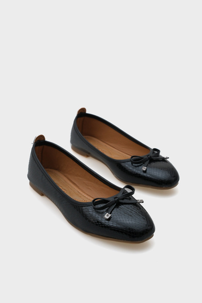 Capone Outfitters Γυναικείες μπαλαρίνες Hana Trend Bow Μαύρες