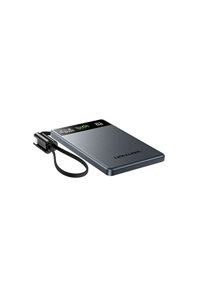 Vention Ultra Slim Serisi 5000MAH 15W Manyetik Kablosuz Tft Ekranlı Taşınabilir Şarj Cihazı Powerbank Gri ( Distribütör Garantili )