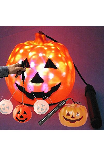 partidolu 1 Adet Işıklı Pilli Led Işıklı Gülen Yüz Balkabağı Halloween Sopalı...