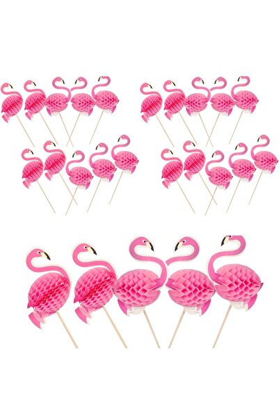 partidolu Hawaian Temalı Flamingo Kokteyl Meyve Süsleme Kürdan Pembe Renk 25 ...