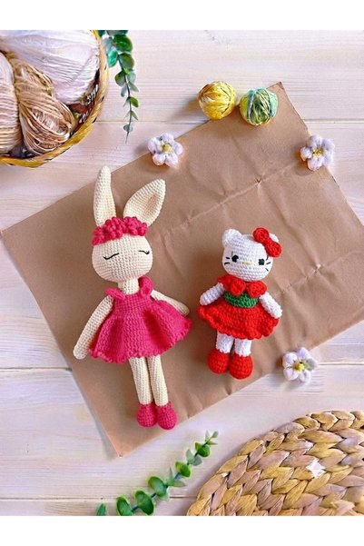 designbyoykum Toy Bunny Baby and Hellokitty Sleeping Commander (Hand Knitted)