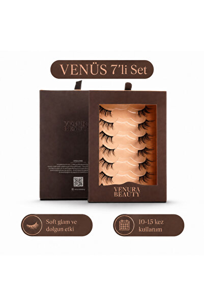 Venura Beauty VENÜS 7 Çift Yarım Takma Kirpik Seti | Soft Glam, Belirgin ve D...