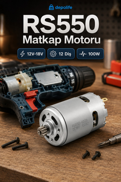 Depolife Şarjlı Matkap Motoru Rs 550 Çarklı Motor DC 12v-18v Motor Akülü Matk...