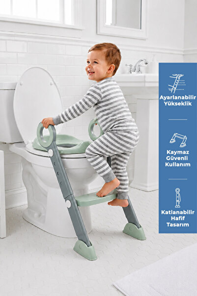 Babyjem Basamaklı Katlanır Klozet Adaptörü Soft Yeşil