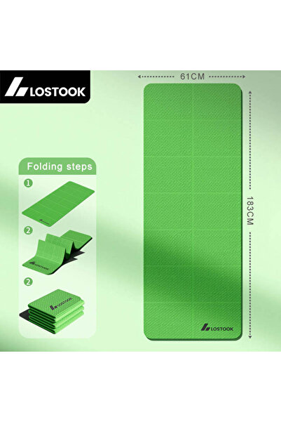 Choice 183x61x0.4cm Green 4mm Thick TPE Foldable Yoga Mat Easy to Store Trave...