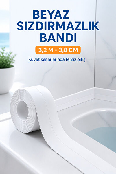 MAROKEN 3.2M Banyo Küvet Mutfak Lavabo Su Sızdırmaz Bant Su Geçirmez Kenar Ba...