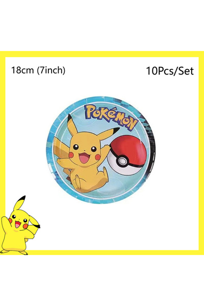 Choice8 7inch Plate 10Pcs Pokemon Birthday Party Decoration Pikachu Disposabl...