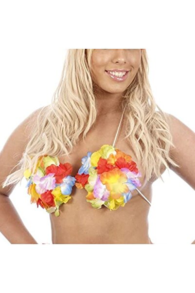 partidolu Luau Hawaian Çiçekli Bikini Üstü Sütyen