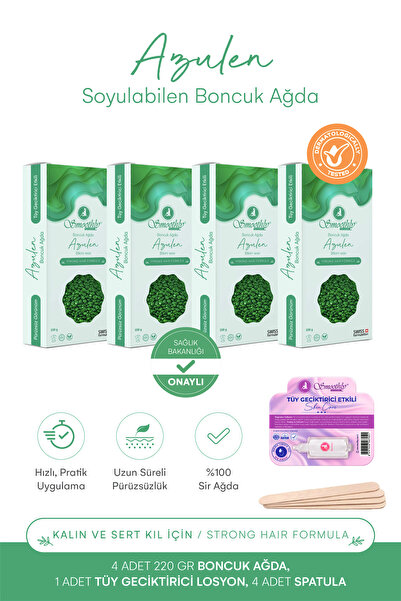 Smoothly AZULEN soyulabilir boncuk ağda granür ağda EL AĞDASI 220 g x 4 paket...