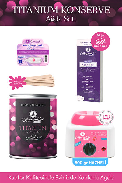 Smoothly Titanium Konserve Ağda Seti, 800 gr, Konserve Ağda, Ağda Makinesi + ...