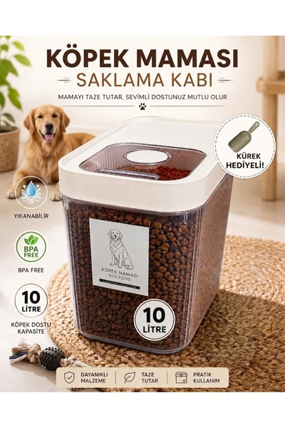 Dem Home Köpek Maması Saklama Kabı 10 Litre Saklama Kabı 10 Lt Şeffaf Sürgülü...