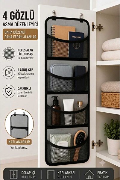 MYS FLEX KAPI ARKASI ORGANİZERİ gri keçe fileli DOLAP İÇİ-MUTFAK-BANYO Düzenl...