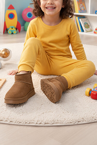 Kid's World Детски ботуши с кожена подплата – топли, с неплъзгаща се полиурет...