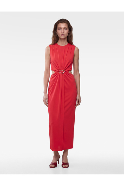Koton Draped Window Detail with Metal Accessories, Crew Neck, Sleeveless Long...