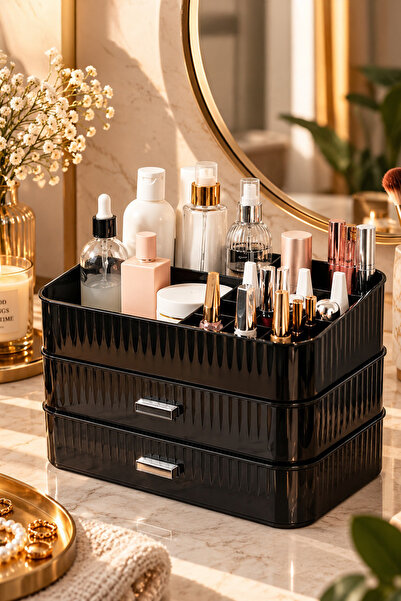 Porsima 0620 3 Tiers Jewelry Makeup Organizer with Drawers Organizer Makeup D...
