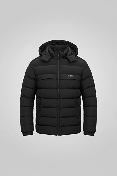 Bossago Men's Black Puffer Jacket – Waterproof and Windproof, with Removable ...