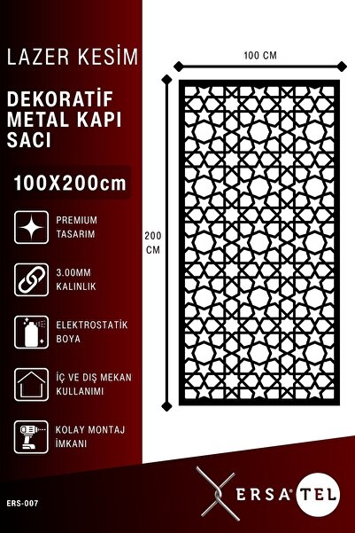 ERSA DEMİR ÇELİK Ersatel Modern Lazer Kesim Bahçe ve Villa Kapı Sacı (boyasız)